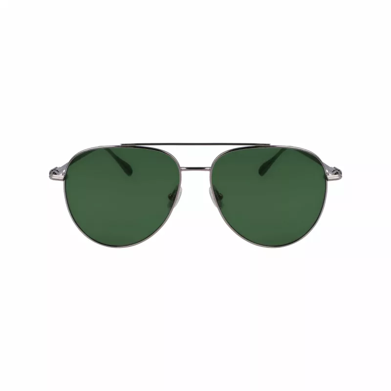 FERRAGAMO SF308S-44 Herren-Rechteck-Sonnenbrille - Brauner Havana-Acetatrahmen, graue Polycarbonatgläser, UV400-Schutz