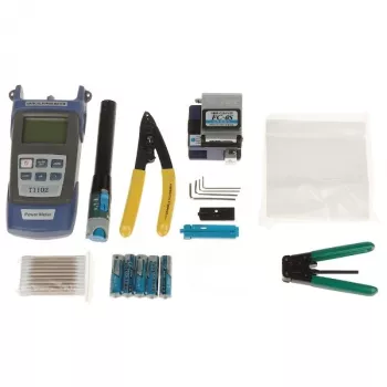 Fiber Connector Crimping Kit FOK-XKT14 - Glasfaser-Abschlusswerkzeug-Set mit Cleaver, Leistungsmesser, VFL, Abisolierzangen und Zubehör im ABS-Koffer