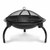 FIELDMANN FZG1020 Gartenfeuerstelle, Stahl, pulverbeschichtet, schwarz, 750 mm Schalendurchmesser, 600 mm Höhe, mit Funkenschutz, Schürhaken und Abdeckung