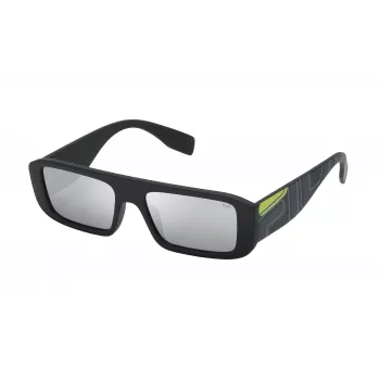 FILA Herren-Sonnenbrille SF9415540U28 - Rechteckiger schwarzer Rahmen, graue Gläser, 54/17/145 mm, UV400