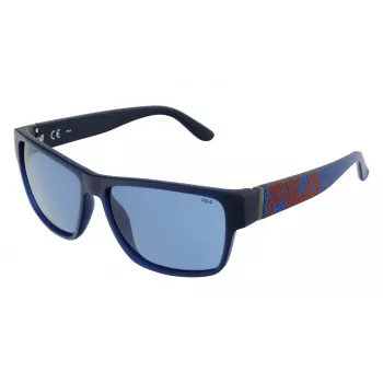 FILA Herren-Sonnenbrille SFI006-57U43P - Schwarzer Acetat-Rahmen, graue polarisierte Gläser, 57/14/145 mm