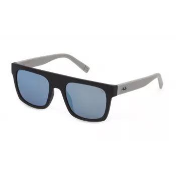 FILA Herren-Sonnenbrille SFI098-53968X Rechteckig Schwarzer Rahmen Graue Gläser 53/20/145 mm