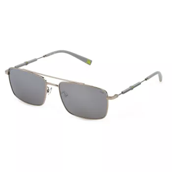 FILA Herren-Sonnenbrille SFI116V57579X - Schwarzer Rahmen, graue Gläser, 57 mm