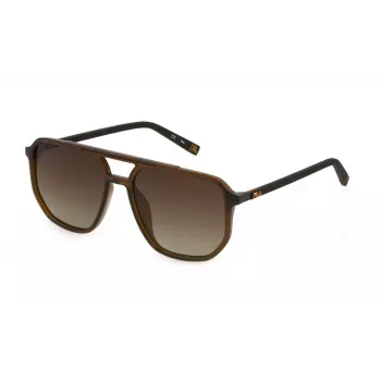 FILA Herren-Sonnenbrille SFI312577GNP - Rechteckiger Rahmen, UV400-Schutz, 57 mm Gläser