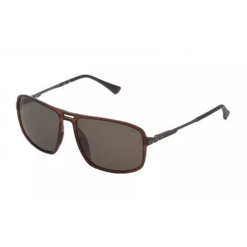 FILA SF9329-587F7P Herren Polarized Sonnenbrille - Schwarzer Rahmen Graue Gläser 58/15/140 mm