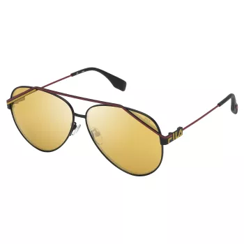 FILA SFI018-61531G Herren Rechteck-Sonnenbrille Schwarz/Grau UV400 61/11/140 mm