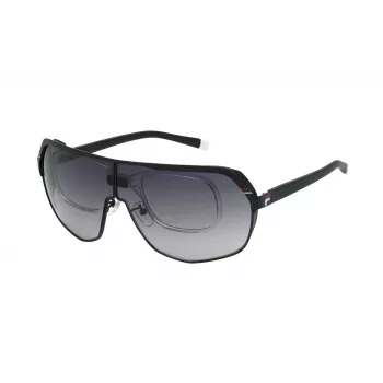 FILA SFI125990531 Herren-Sonnenbrille - Schwarzer Acetatrahmen, graue Polycarbonatgläser, UV400-Schutz