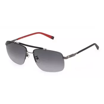 FILA SFI210-610568 Herren-Sonnenbrille - Schwarzer Rahmen, Graue Gläser, UV400-Schutz