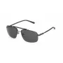 FILA SFI210-610627 Herren-Rechteck-Sonnenbrille, glänzender schwarzer Acetatrahmen, rauchgraue Polycarbonatgläser, 61/15/145 mm