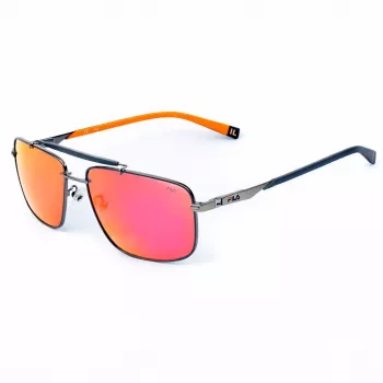 FILA SFI210V60K56R Herren-Sonnenbrille - Schwarzer Rahmen, graue Gläser, 61 mm