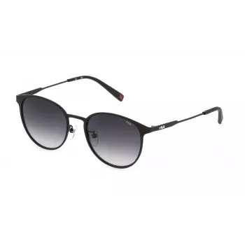 FILA SFI217-52531Y Unisex-Sonnenbrille - Schwarzer Rahmen, graue Gläser, 52 mm