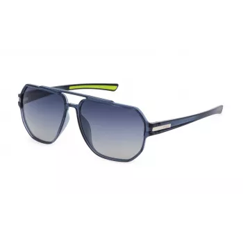 FILA SFI301-606G5P Herren Polarized Sonnenbrille, Glänzend Schwarzer Rahmen, Rauchgraue Gläser, 60/14/140 mm