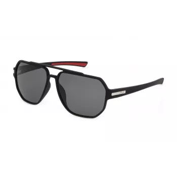 FILA SFI301-60U28P Herren Polarized Sonnenbrille, Schwarz/Grau, 60/14/140 mm