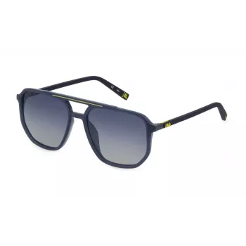 FILA SFI31257BL1P Herren Polarized Sonnenbrille - Rechteckiger schwarzer Rahmen, rauchgraue Gläser, 57 mm