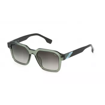 FILA SFI458-5206W5 Unisex-Sonnenbrille - Schwarzer Acetatrahmen, graue Polycarbonatgläser, UV400-Schutz, 52 mm Glasbreite