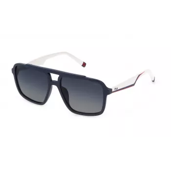 FILA SFI460-57D82P Unisex-Sonnenbrille, Schwarzer Rahmen, Graue polarisierte Gläser, 57 mm