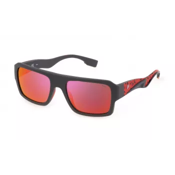 FILA SFI462-56I41P Herren Polarized Sonnenbrille, Schwarzer Rahmen, Graue Gläser, 56/20/145 mm