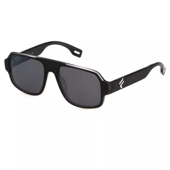 FILA SFI529-5401D1 Unisex Rechteck-Sonnenbrille, Schwarzer Rahmen, Rauchgraue Gläser, 54/18/140 mm