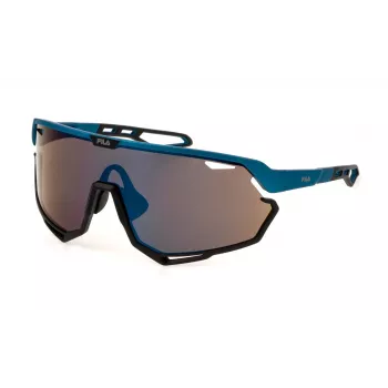 FILA SFI721 Unisex Sonnenbrille - Schwarzer Rahmen, graue Gläser, 99 mm Glasbreite