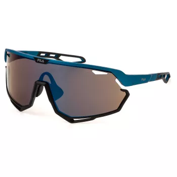 FILA SFI722-630U28 Herren-Rechteck-Sonnenbrille - Glänzend schwarzer Rahmen, Rauchglas, UV400