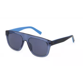 FILA Unisex Sonnenbrille SFI220-540T31 - Rechteckiger schwarzer Rahmen, graue Gläser, UV400-Schutz