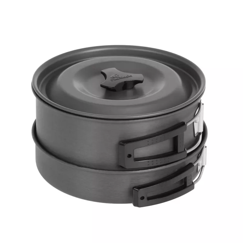 FIREMAPLE FMC-201 Camping-Kochgeschirr-Set - 8-teiliges Set aus harteloxiertem Aluminium mit Topf und Pfanne, stapelbares Design für 1-2 Personen