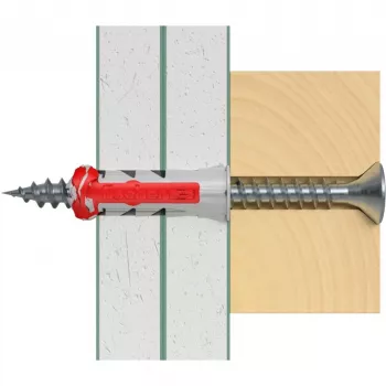 fischer DUOPOWER 6x30 Universal-Dübel BigBox, Hellgrau/Rot, 950 Stück, wiederverschließbare Box 570548