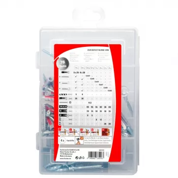 Fischer DUOPOWER Dübel & Schrauben-Set 547212 – 20-teiliges Set für Beton, Ziegel & Gipskarton