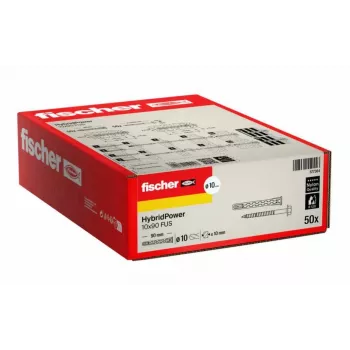 FISCHER HybridPower 10x90 Dübel 50 Stück feuerfester Schlüssel