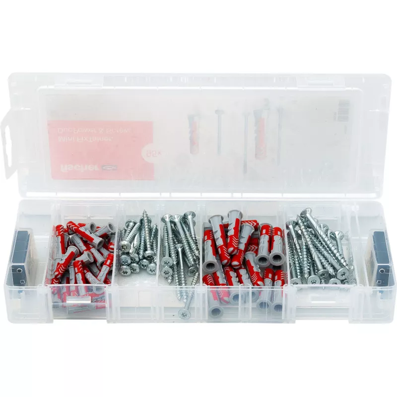 fischer Mini FixTainer - DuoPower Dübel- und Schraubensortiment Ø 4,5/5/6/8 mm 30/40/50/60 (560097)