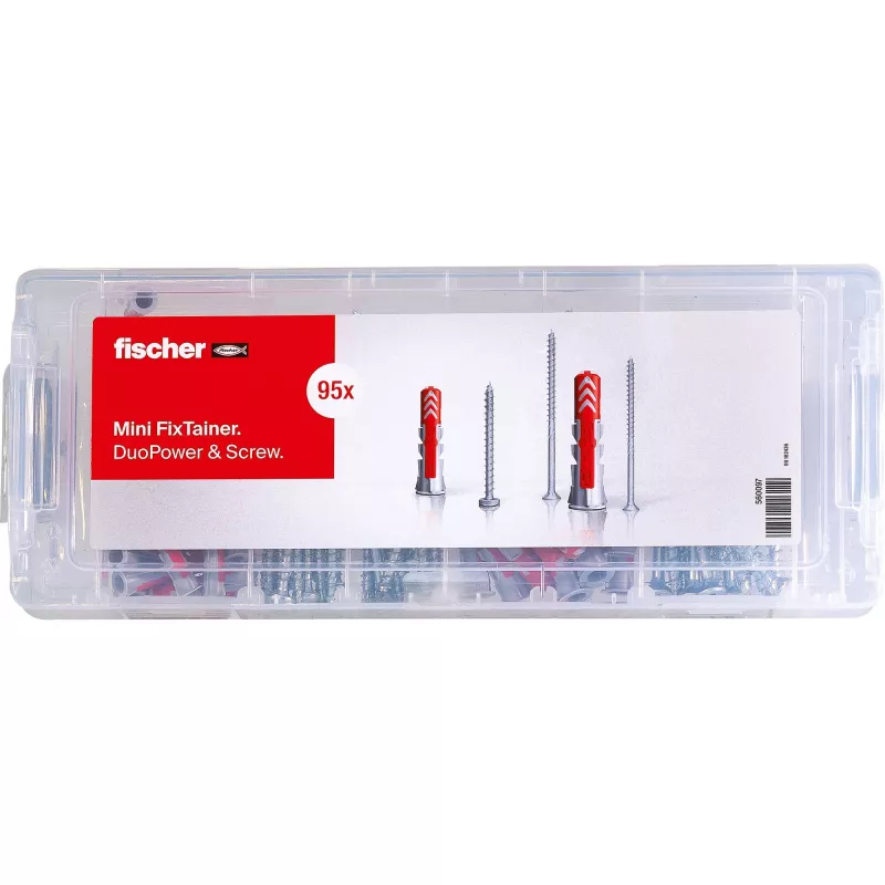 fischer Mini FixTainer - DuoPower Dübel- und Schraubensortiment Ø 4,5/5/6/8 mm 30/40/50/60 (560097)