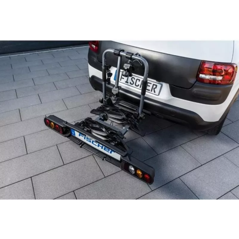 Fischer ProlineEvo 2 Heckträger für 2 Fahrräder, 60 kg, klappbar, LED-Beleuchtung