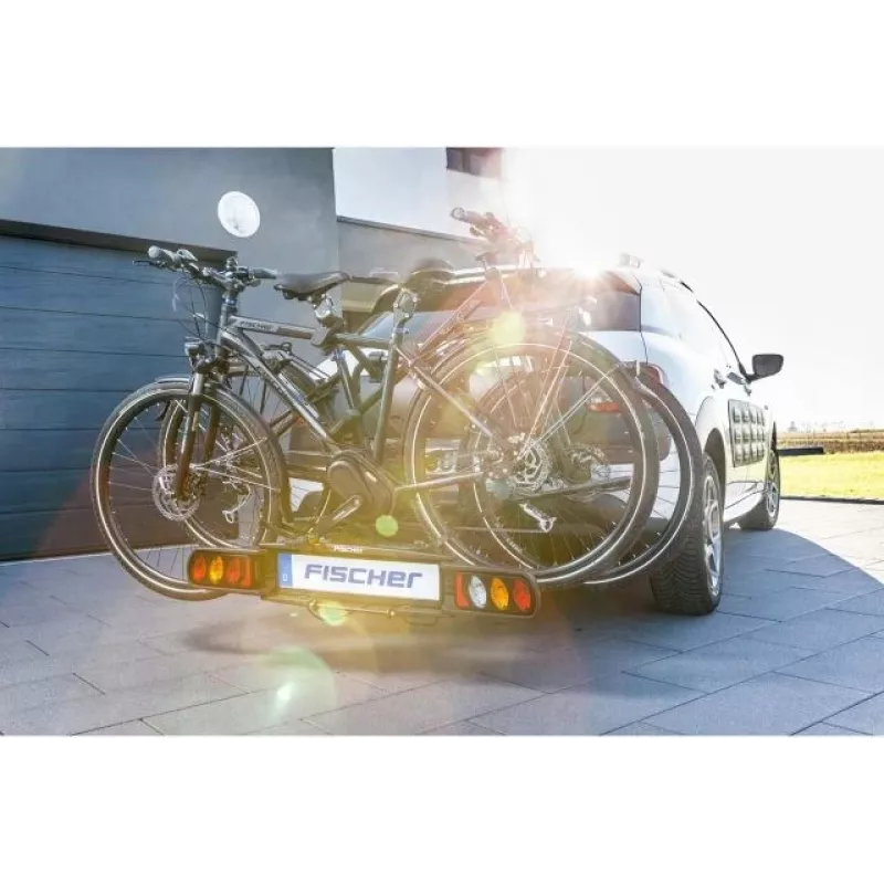 Fischer ProlineEvo 2 Heckträger für 2 Fahrräder, 60 kg, klappbar, LED-Beleuchtung