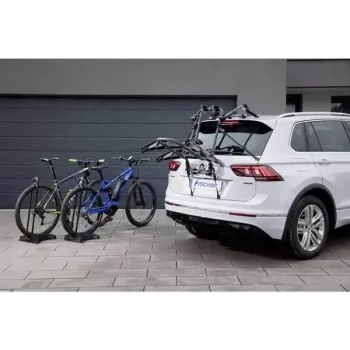 Fischer ProlineEvo Anhängerkupplungs-Fahrradträger für 2 Fahrräder, 45 kg, E-Bike-kompatibel, klappbar, Neigefunktion, 13-polig