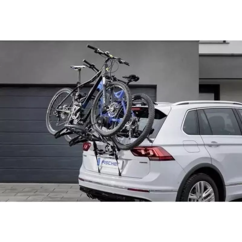 Fischer ProlineEvo Anhängerkupplungs-Fahrradträger für 2 Fahrräder, 45 kg, E-Bike-kompatibel, klappbar, Neigefunktion, 13-polig