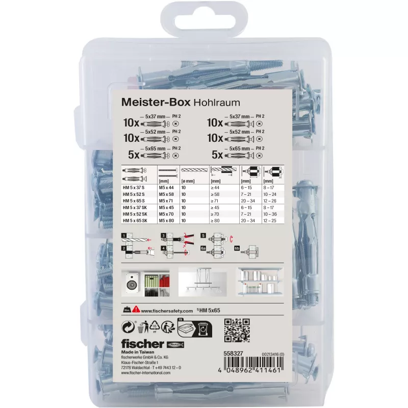 fischer Universal-Befestigungsset DUOPOWER 100-teiliges Kit (50 Dübel, 50 Schrauben) 558327