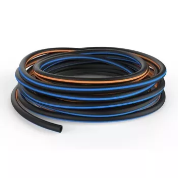 Fiskars 1027102 Gartenschlauch-Wagen 20 m, 9 mm PVC-Schlauch, freistehendes Wasserrad, Schwarz/Blau/Orange, mit verstellbarer Düse und Universalanschlüssen