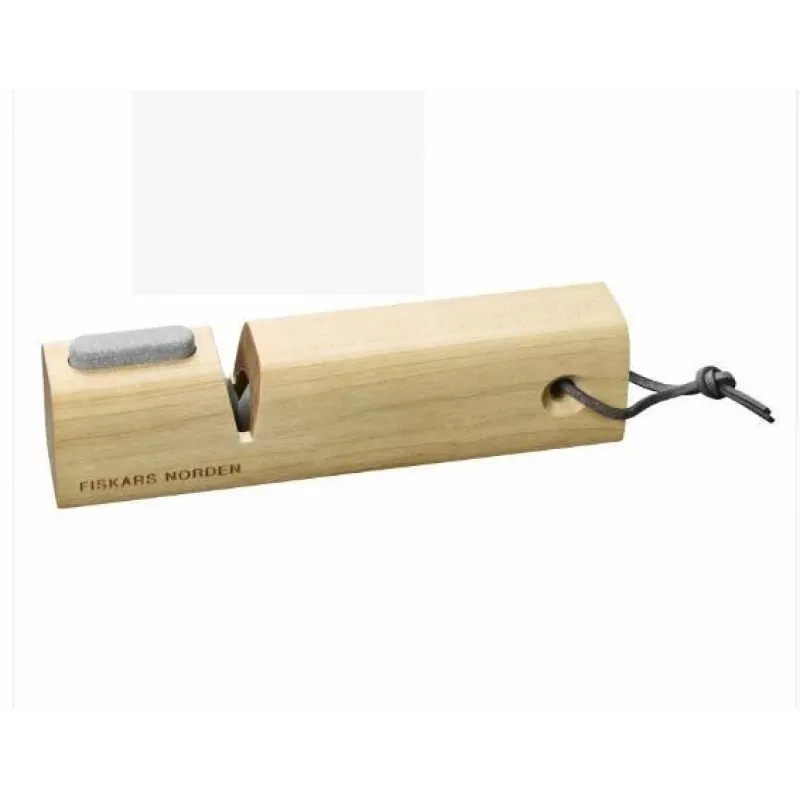 Fiskars Norden Messer- und Axtschärfer N7 - 2-stufig Keramik, feste Winkel 26°/30°, rutschfeste Basis, Schwarz/Grau