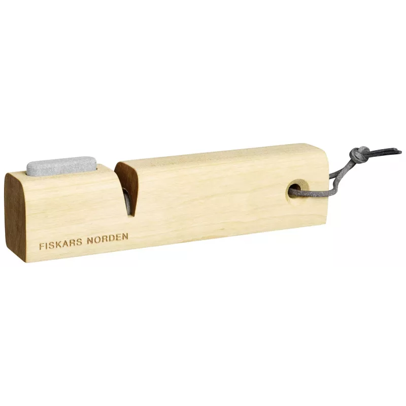Fiskars Norden Messer- und Axtschärfer N7 - 2-stufig Keramik, feste Winkel 26°/30°, rutschfeste Basis, Schwarz/Grau