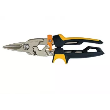 Fiskars PowerGear Blechschere, gerader Schnitt, Edelstahl, Orange/Schwarz, 21 cm, FS1027207