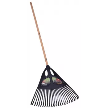 Fiskars Solid Laubrechen, 52 cm breiter Polypropylen-Kopf, 175 cm Aluminiumstiel, 25 flexible Zinken, Schwarz/Orange