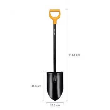 Fiskars Solid+ XL Spaten mit scharfer Klinge und Stahl-D-Griff, Borstahlklinge, 1250 mm