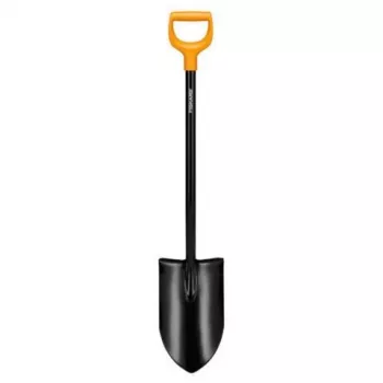 Fiskars Solid+ XL Spaten mit scharfer Klinge und Stahl-D-Griff, Borstahlklinge, 1250 mm