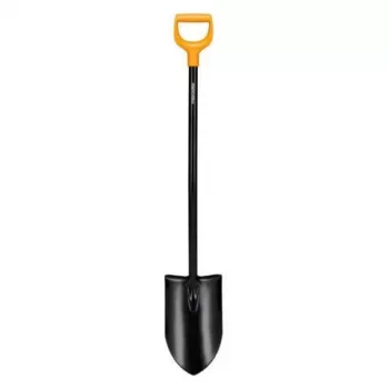FISKARS SOLID+ XL Sharp Spade mit langem Stahlstiel, Borstahlblatt, D-Griff, 1250 mm