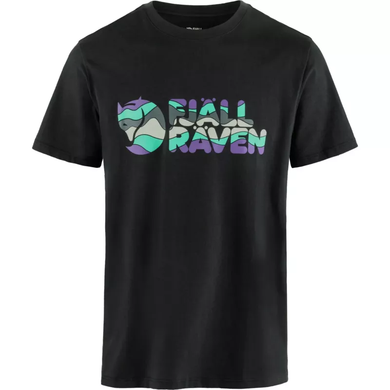 Fjällräven Herren Multicolor Logo T-Shirt Schwarz