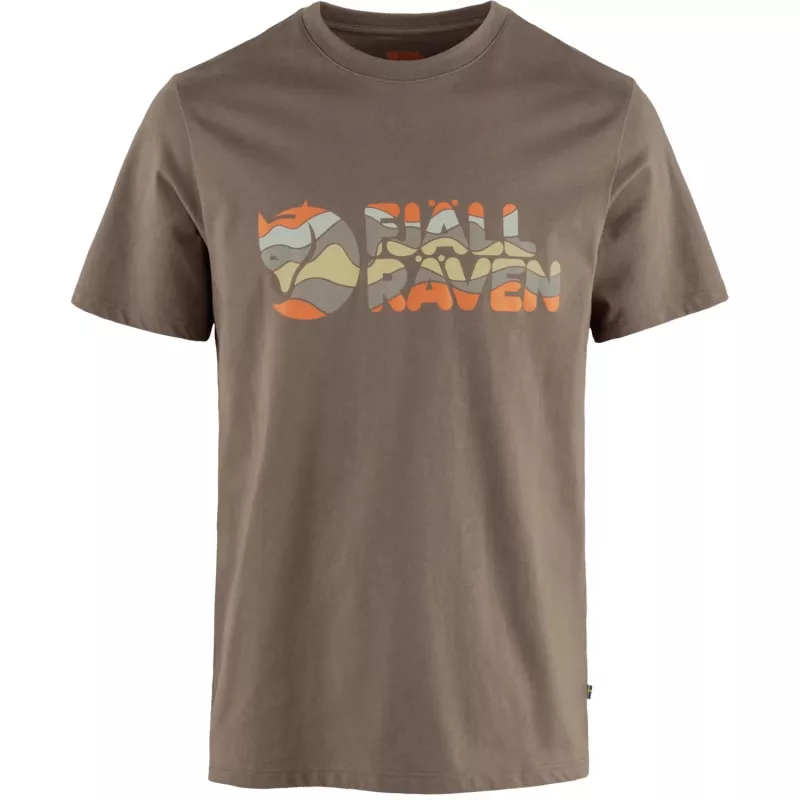 Fjällräven Herren Övik Logo T-Shirt Suede Brown