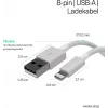 Flexline USB-Lade- und Sync-Kabel, USB-A auf 8-Pin (Lightning), 2.0, ABS, Weiß, 5,0 m (FL31-12048)