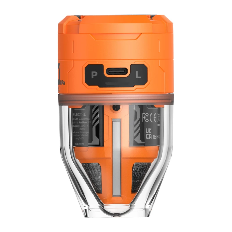 Flextail Max Pump 3 Portable Pump (Orange) – USB-C wiederaufladbare Luftpumpe mit LED-Licht, 3600 mAh, IPX4
