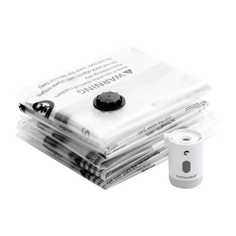 Flextail Vakuum-Aufbewahrungsbeutel Größe M (2er-Pack) – Platzsparende mittlere Vakuumbeutel für Kleidung, Bettwäsche und Handtücher