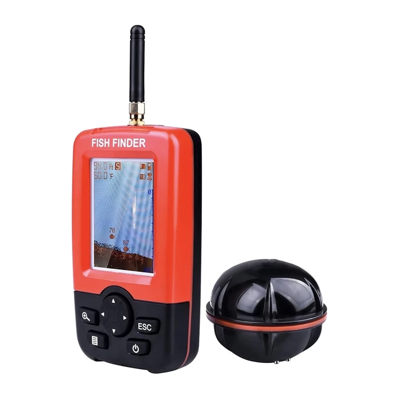 FLYTEC XJ-01 Fischfinder - Tragbares kabelloses Sonar mit 125 kHz, 90°-Strahl, 36 m Tiefe, FSTN-LCD-Display